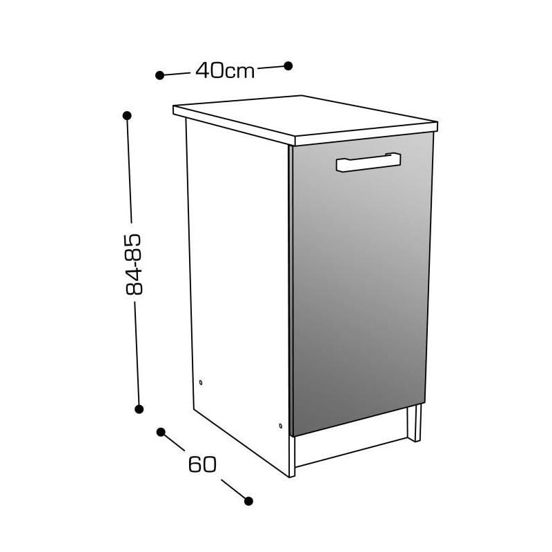 Caisson bas de cuisine L 40cm - Blanc brillant | Élément séparé bas