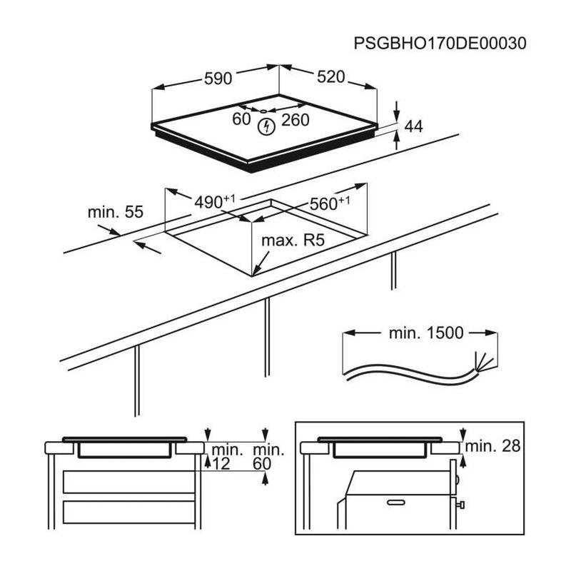 Table de Cuisson Induction ELECTROLUX - Zones Modulables - FlexiBridge Série 600