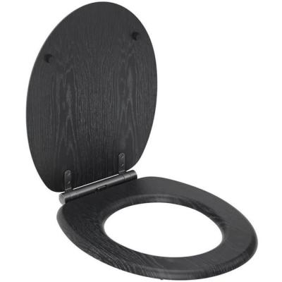 Abattant WC Gelco North Noir FSC - Frein de chute - Charnières métal graphite brossé
