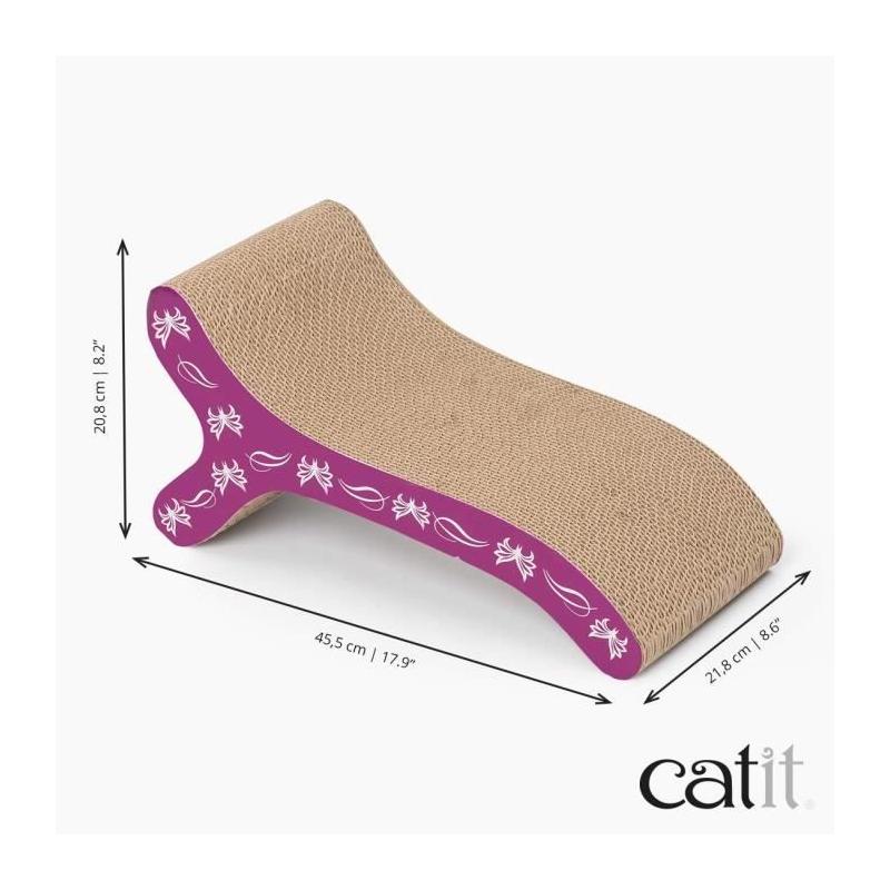Griffoir carton ondulé violet 46x22x20 cm - Petit mais puissant