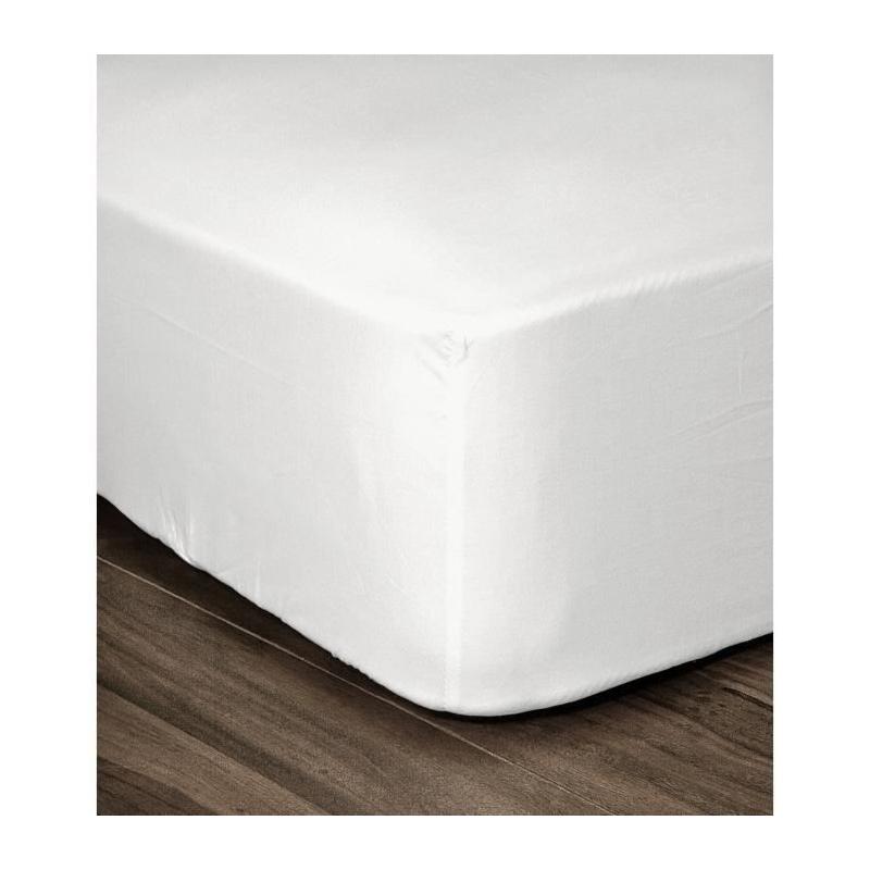 Drap Housse 100% coton blanc 160x200x25 cm - Élégance et Confort