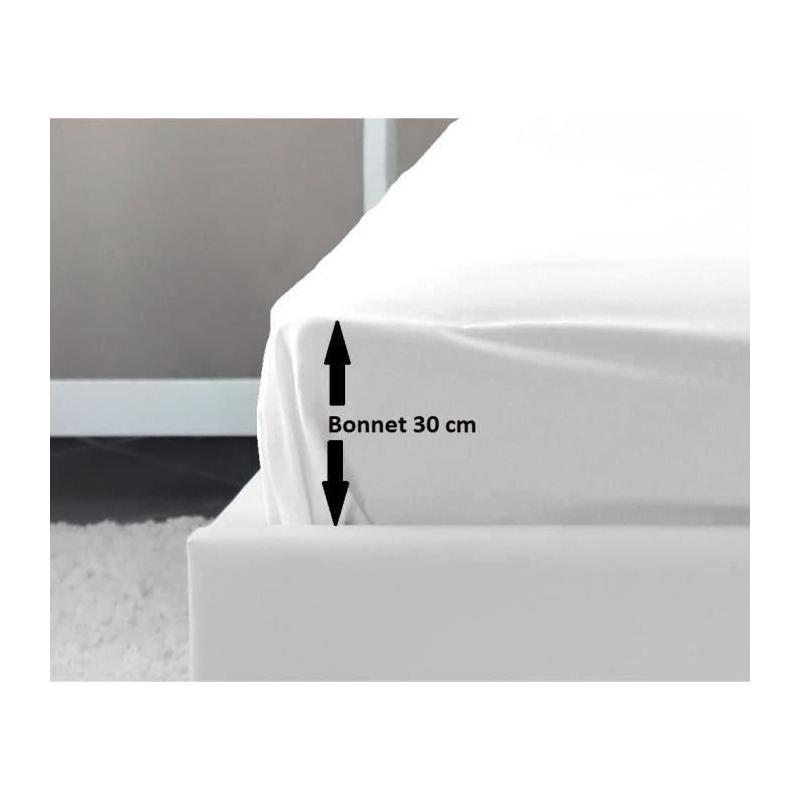 Drap Housse 100% coton 140x190x30 cm blanc - Confort et élégance