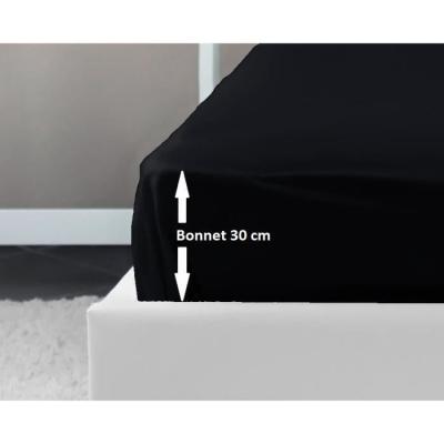 Drap Housse 100% coton noir 160x200x30 cm - Confort et Élégance