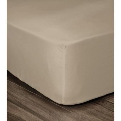 Drap Housse 100% Coton 160x200cm - Beige - Confort et Qualité