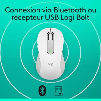 Souris sans fil Logitech M650 Blanc - Design ergonomique