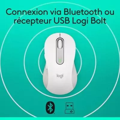 Souris sans fil Logitech M650 Blanc - Design ergonomique