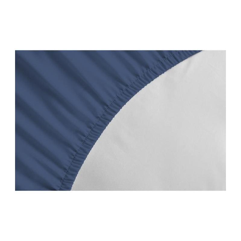 Drap Housse LOVELY HOME - 140 x 190 + 25 cm - 100% coton - Bleu