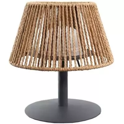 Lampe de table sans fil en raphia naturel - STANDY MINI RAFFY