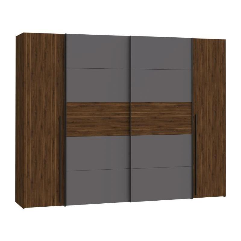 Armoire NARAGO en Noyer Bakersfield et gris - L270 x P61 x H210 cm