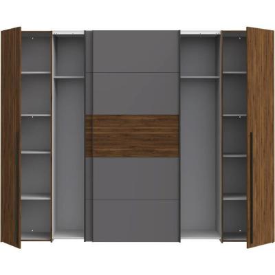 Armoire NARAGO en Noyer Bakersfield et gris - L270 x P61 x H210 cm