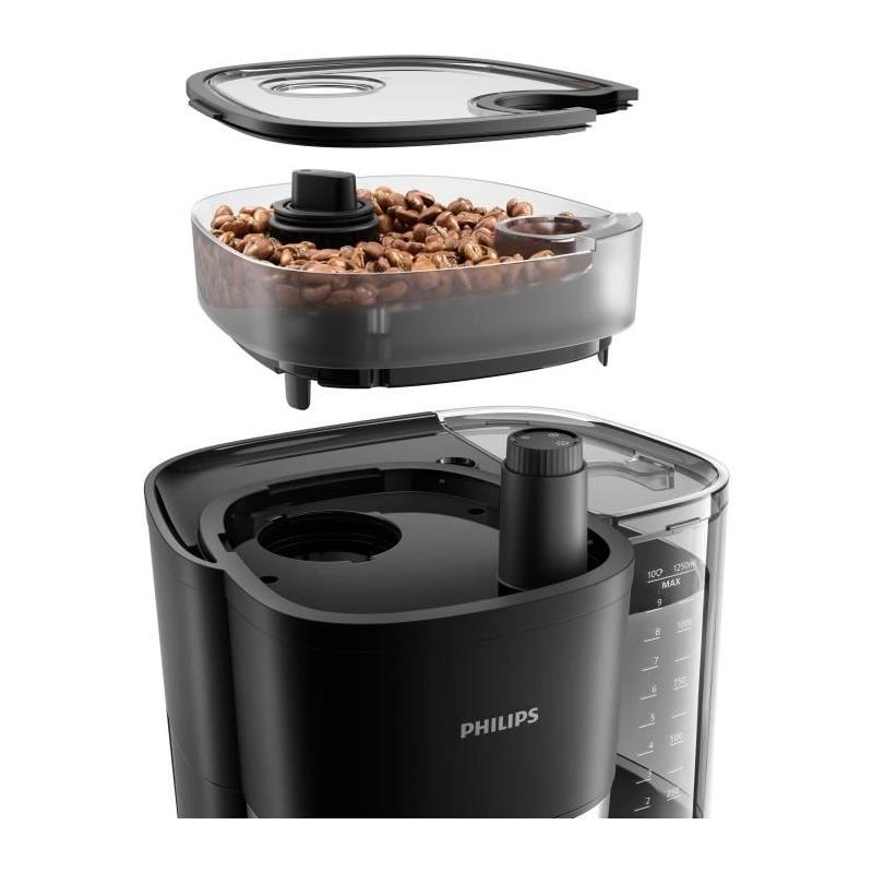 Cafetière filtre Philips HD7888/01 - 10 tasses - Broyeur intégré - Noir/Argent