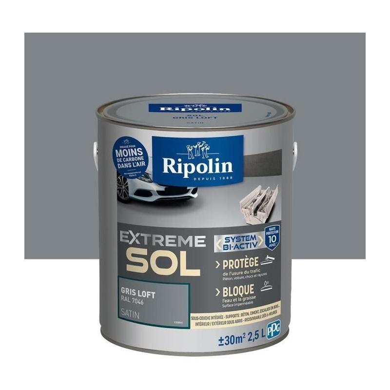Peinture sol satinée gris loft 2,5L Ripolin - Haute résistance