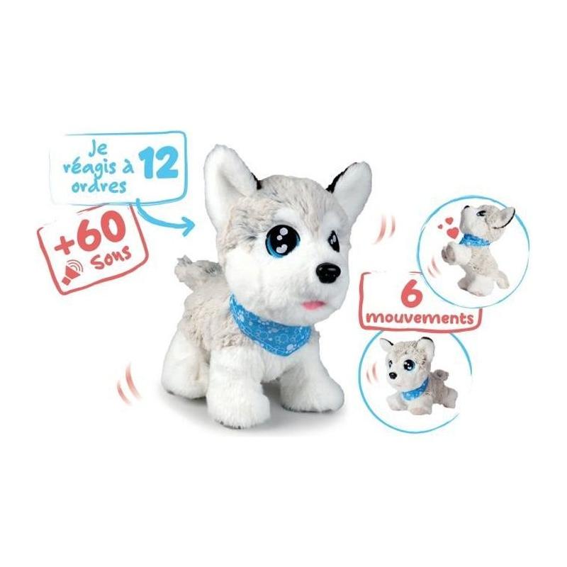 Peluche Chi Chi Love Husky interactif - 30cm - 12 commandes vocales