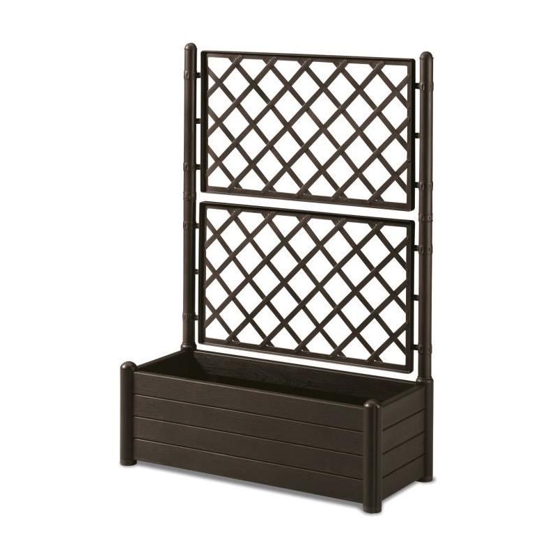 Bac à fleurs rectangulaire avec treillis - 100 x 43 x H 142 cm - Finition bois