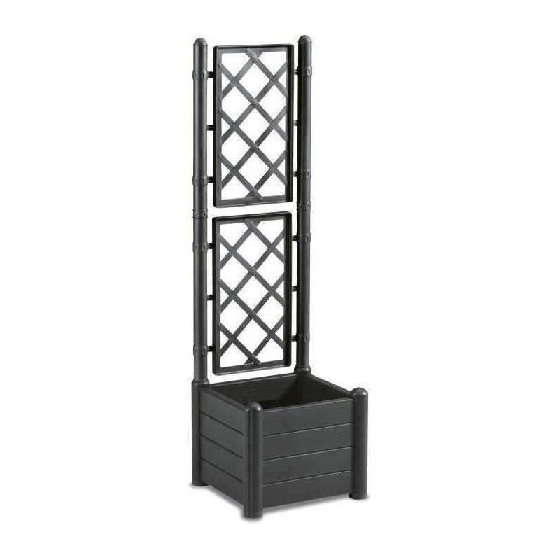 Bac à fleur carré ITALIA avec treillis - 30L - Anthracite