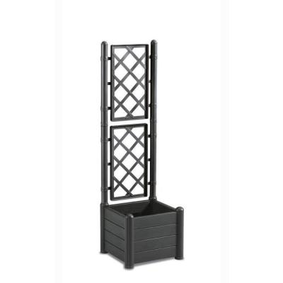 Bac à fleur carré ITALIA avec treillis - 30L - Anthracite
