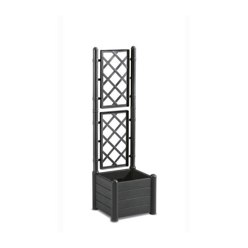 Bac à fleur carré ITALIA avec treillis - 30L - Anthracite