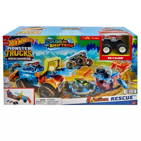 Hot Wheels Monster Trucks – COFFRET ARENA SMASHERS COLOR SHIFTERS VÉHICULE DE SECOURS 5 ALARM