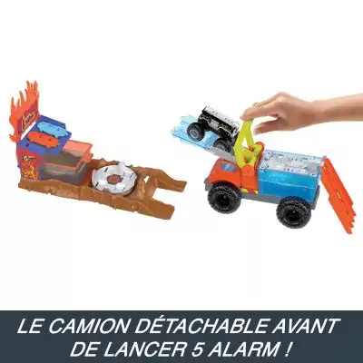 Hot Wheels Monster Trucks – COFFRET ARENA SMASHERS COLOR SHIFTERS VÉHICULE DE SECOURS 5 ALARM