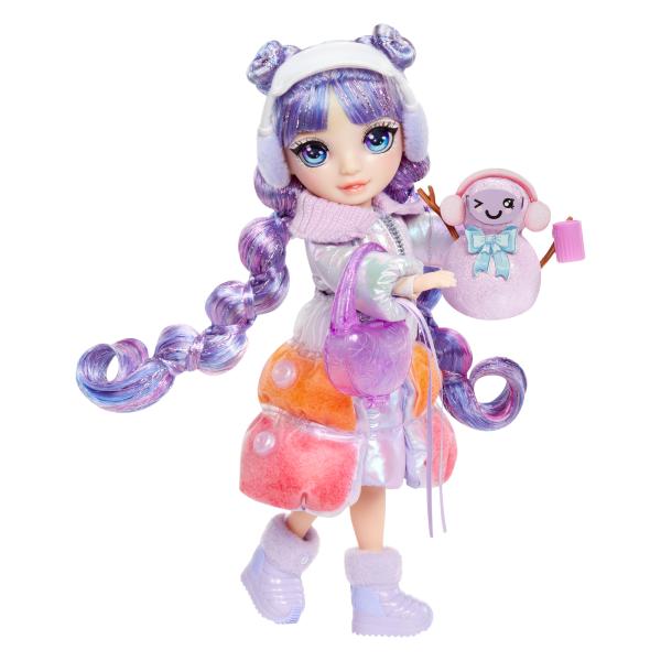 Rainbow High - Winter Wonderland - 1 poupée mannequin (Violet) de 27cm - 1 tenue magique et accessoires - Bonhomme de neige a c