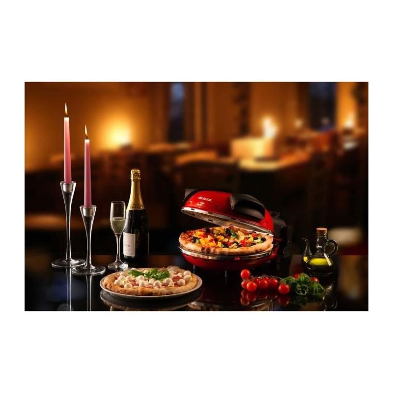 Four à Pizza Electrique Rouge Ariete - Pierre Réfractaire - 1200W - Diamètre 33cm