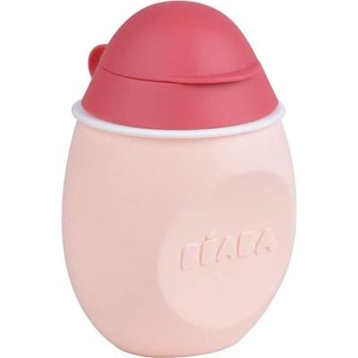 Gourde silicone BEABA BabySqueez' 2en1, embouts 1er et 2eme age, 180ml, Rose