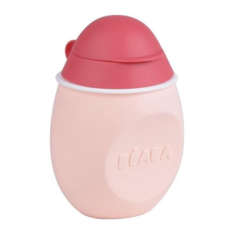 Gourde silicone BEABA BabySqueez' 2en1, embouts 1er et 2eme age, 180ml, Rose