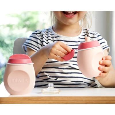 Gourde silicone BEABA BabySqueez' 2en1, embouts 1er et 2eme age, 180ml, Rose