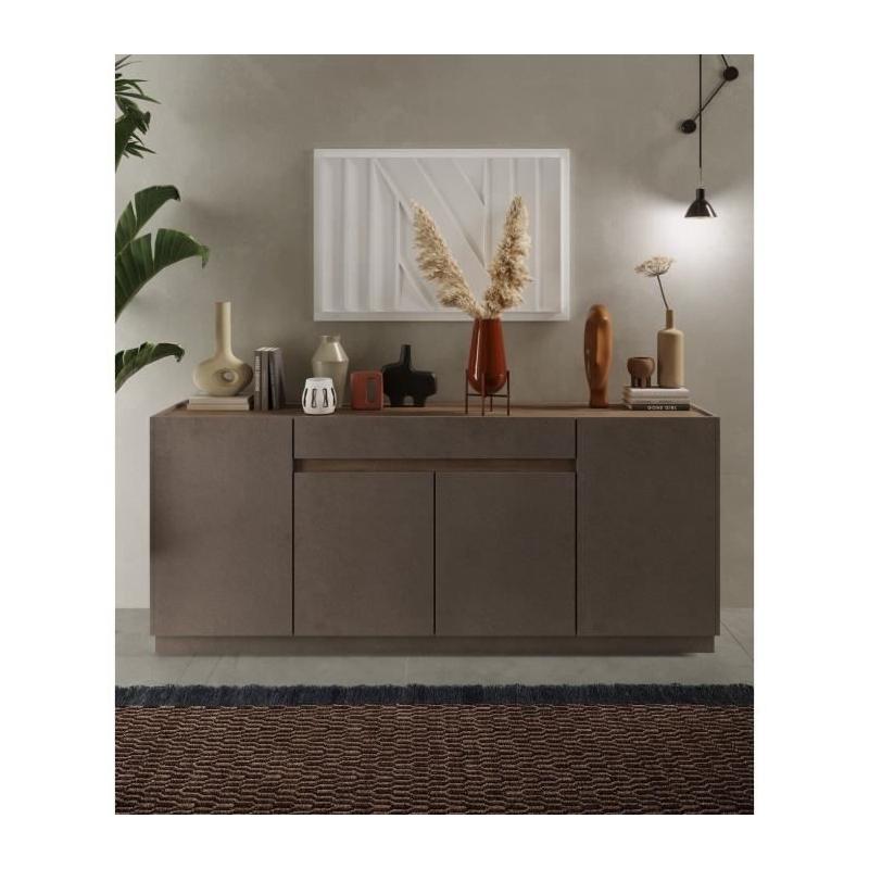 Buffet FIRENZE - Bronze/Chene Mercure - 4 portes + 1 tiroir