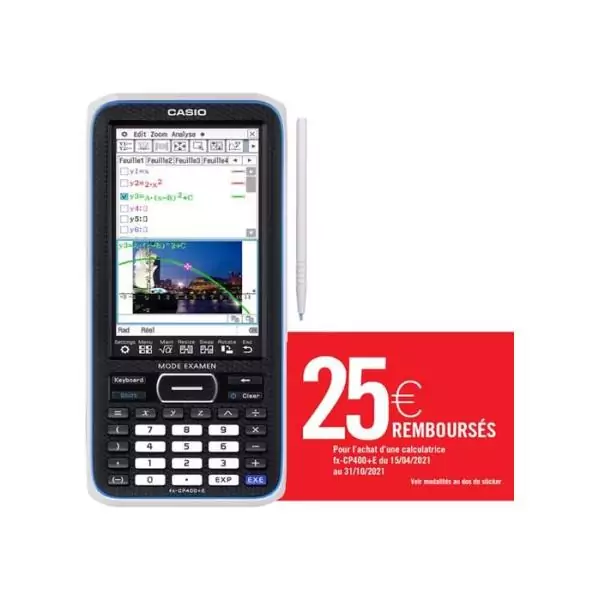 CASIO Calculatrice graphique FX CP 400+E (Mode examen) grise