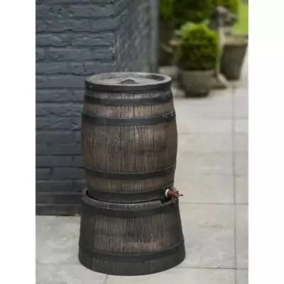 Récupérateur d'eau en forme de barrique - Nature - 50L - PE rotomoulé