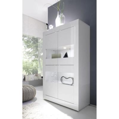 Vitrine BASICO 4 portes Blanc laqué 101 x 42 x 161 cm