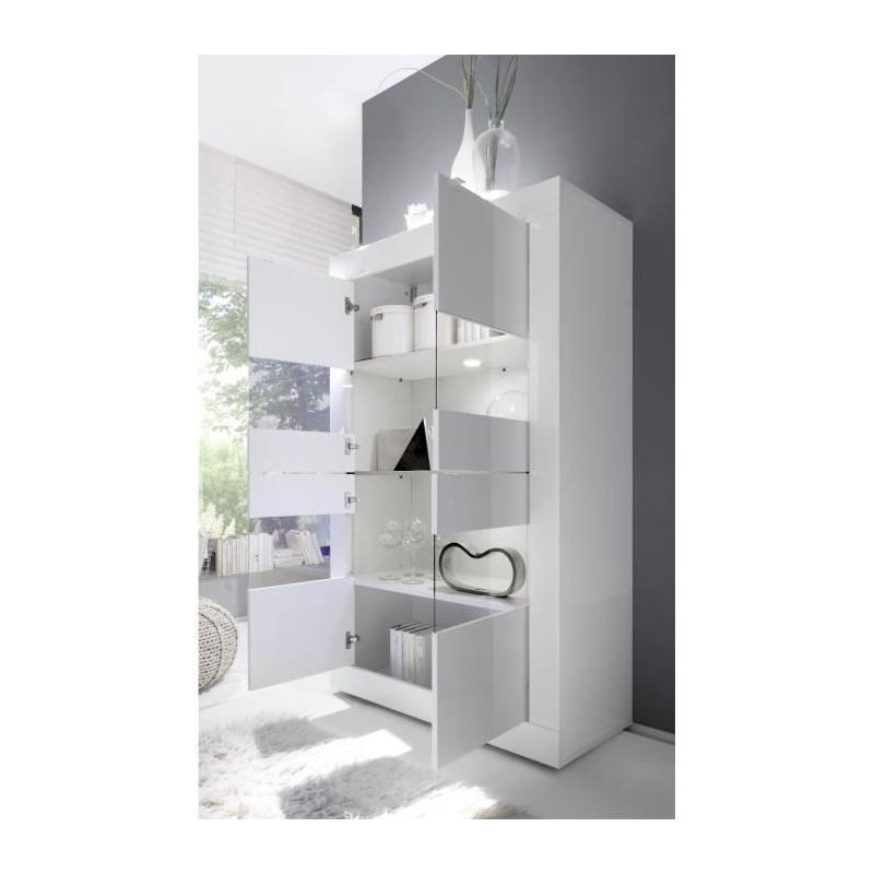 Vitrine BASICO 4 portes Blanc laqué 101 x 42 x 161 cm