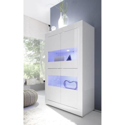 Vitrine BASICO 4 portes Blanc laqué 101 x 42 x 161 cm