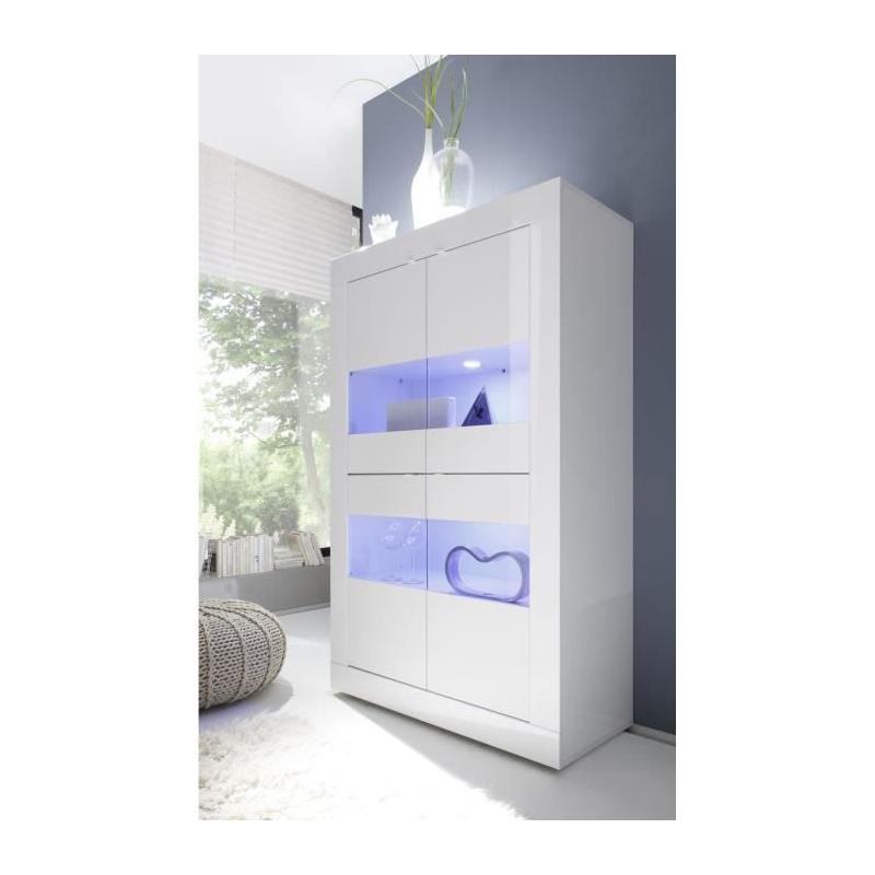 Vitrine BASICO 4 portes Blanc laqué 101 x 42 x 161 cm