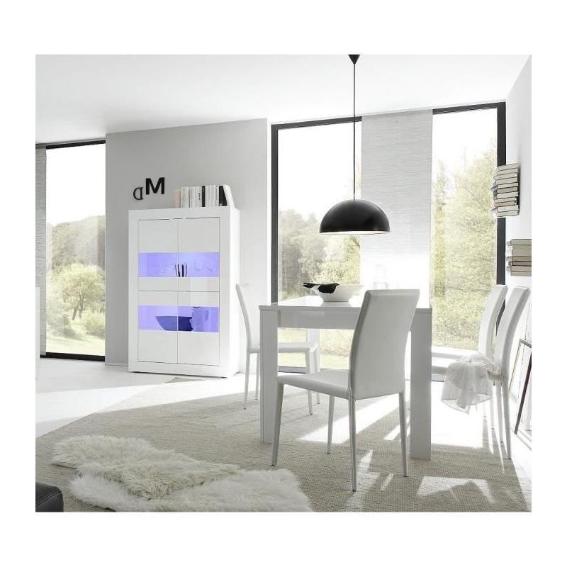 Vitrine BASICO 4 portes Blanc laqué 101 x 42 x 161 cm