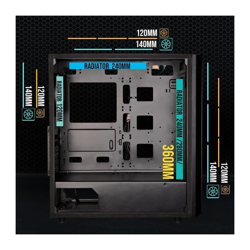 Boitier PC sans alimentation - BITFENIX Saber Mesh (Noir) - Moyen tour - ATX - Dimensions compactes