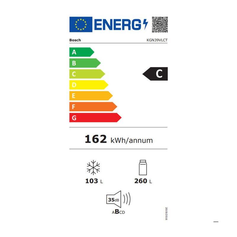 Bosch Serie 4 KGN39VLCT réfrigérateur-congélateur Pose libre 363 L C Acier inoxydable
