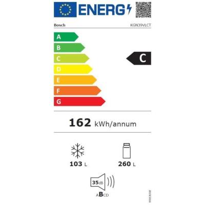 Bosch Serie 4 KGN39VLCT réfrigérateur-congélateur Pose libre 363 L C Acier inoxydable