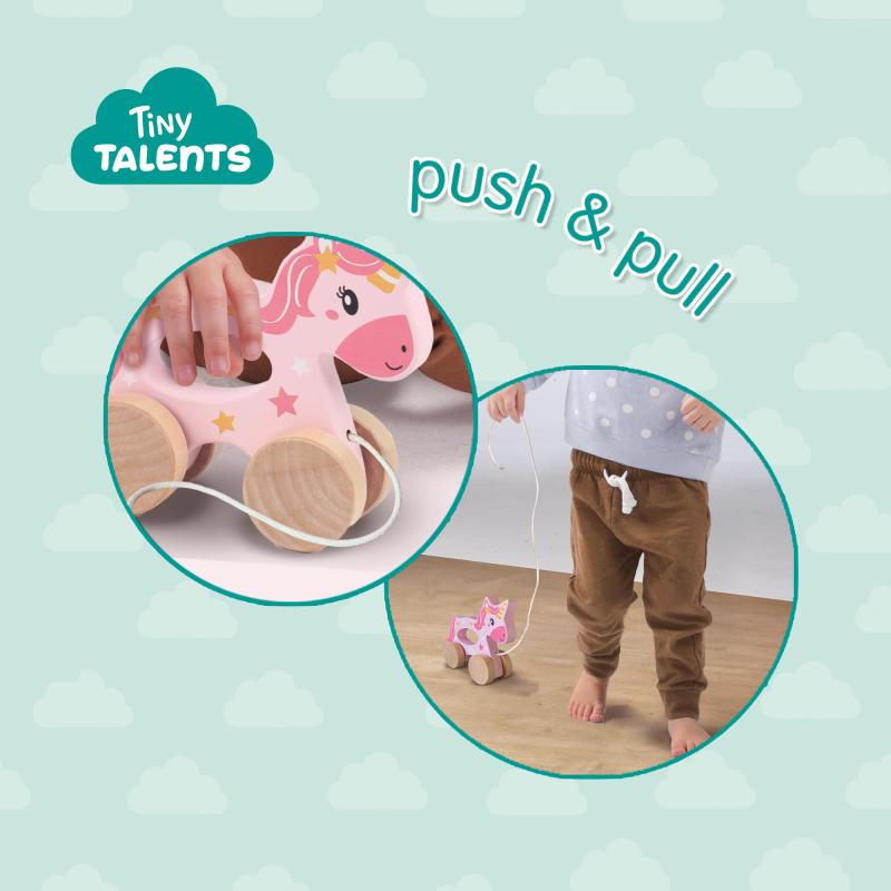 SES Creative Tiny Talents Licorne en bois 2 en 1 - A pousser et à tirer