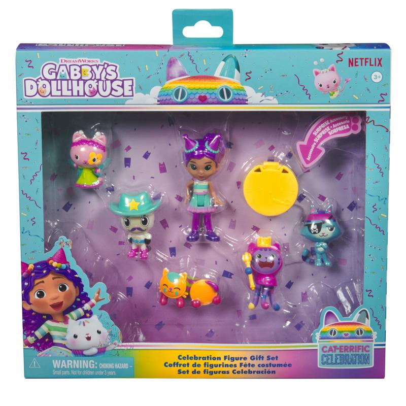 Gabby's Dollhouse Gabby et la Maison Magique - Gabby Dollhouse - Coffret Cadeau 5 Figurines - Petits Chatons - 5 Figurines Et 1