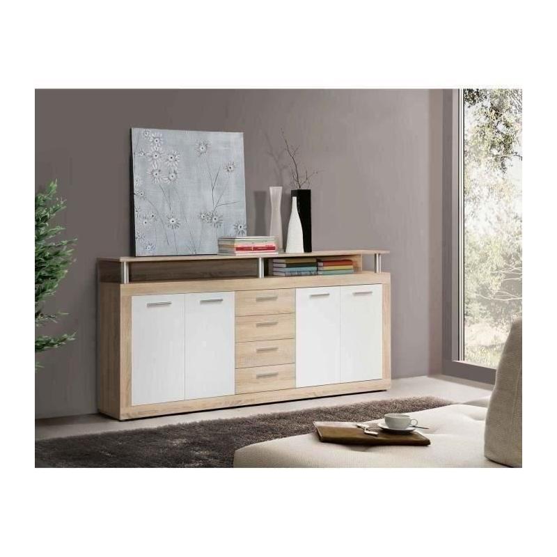 Buffet CAVA contemporain chêne et blanc - L 197 cm