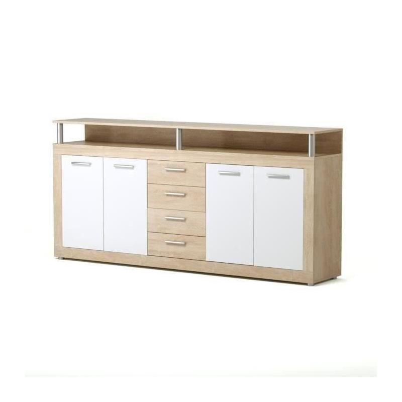 Buffet CAVA contemporain chêne et blanc - L 197 cm