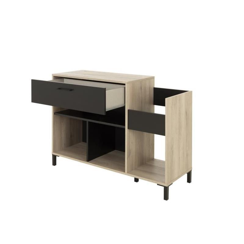 Meuble vinyle GAMI - Style urbain - Décor chene - Noir