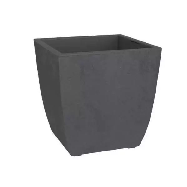 EDA Pot de fleurs Carré DIVA BASALT - 42 L - 43,5 x 43,5 x H.44,2 cm - Bac intérieur amovible - Gris anthracite