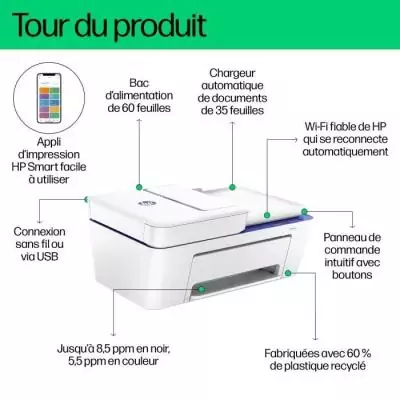 Imprimante tout-en-un HP Deskjet 4230e - Couleur Jet d'encre - 3 mois d'Instant Ink inclus