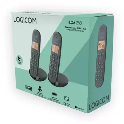 Téléphone sans fil LOGICOM DECT ILOA 250 DUO Noir - Compact et performant