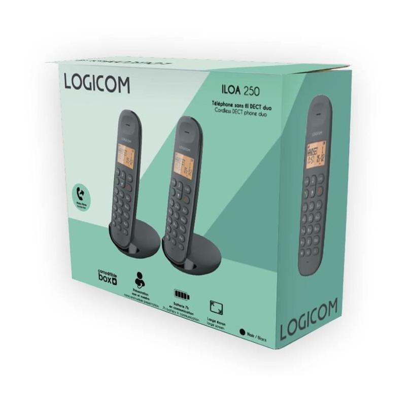 Téléphone sans fil LOGICOM DECT ILOA 250 DUO Noir - Compact et performant