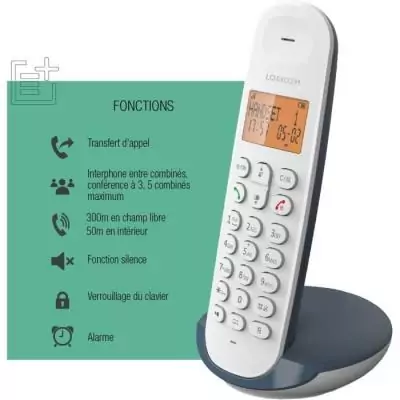 Téléphone fixe sans fil LOGICOM DECT ILOA 150 SOLO - Ardoise