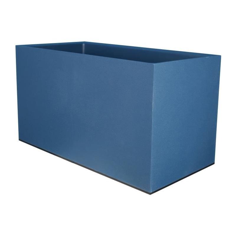 Bac à fleurs RIVIERA GRANIT - Plastique - 80x40 cm - Bleu, idéal pour le jardin